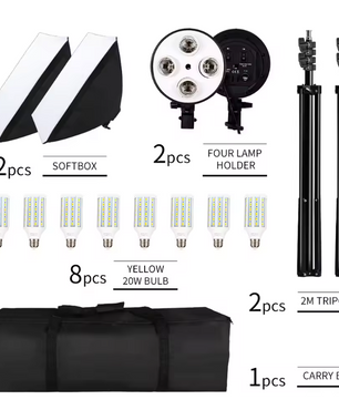 50 × 70 cm Softbox Set met 8 LED Lampen – Studio Verlichting Kit