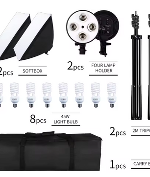 50 × 70 cm Softbox Set met 8 LED Lampen – Studio Verlichting Kit