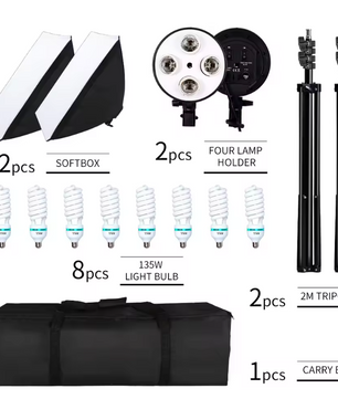 50 × 70 cm Softbox Set met 8 LED Lampen – Studio Verlichting Kit