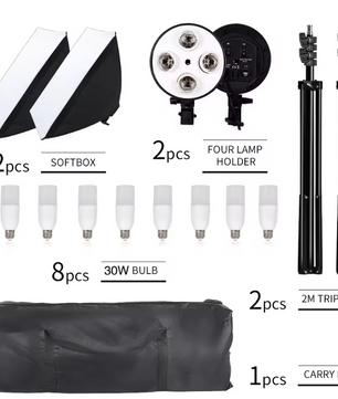 50 × 70 cm Softbox Set met 8 LED Lampen – Studio Verlichting Kit