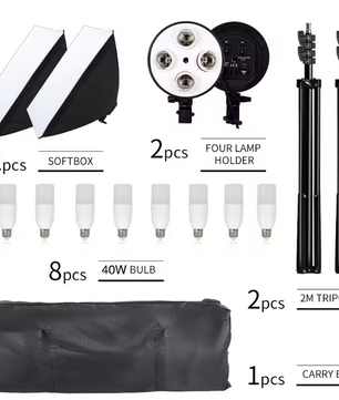 50 × 70 cm Softbox Set met 8 LED Lampen – Studio Verlichting Kit