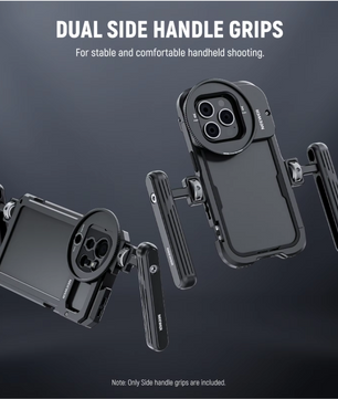 Set van 2 Aluminium Handgrepen voor Smartphone Video Rig – 360° Draaibare Side en Top Handles voor Filmen en Vloggen