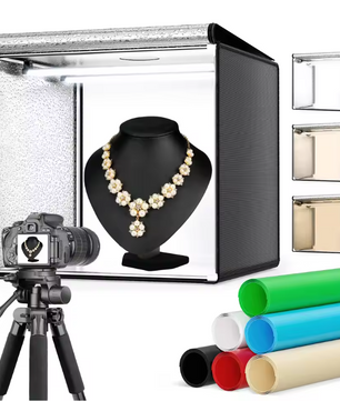 Opvouwbare Fotostudio Lichtbox 60 × 60 cm – LED Product Fotografie Tent met Dimbare Verlichting en 6 Achtergronden