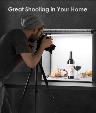 Opvouwbare Fotostudio Lichtbox 60 × 60 cm – LED Product Fotografie Tent met Dimbare Verlichting en 6 Achtergronden