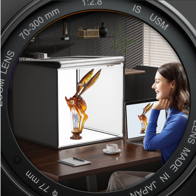 Opvouwbare Fotostudio Lichtbox 60 × 60 cm – LED Product Fotografie Tent met Dimbare Verlichting en 6 Achtergronden