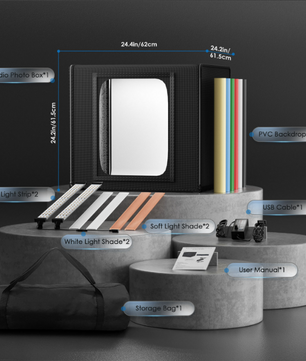 Opvouwbare Fotostudio Lichtbox 60 × 60 cm – LED Product Fotografie Tent met Dimbare Verlichting en 6 Achtergronden