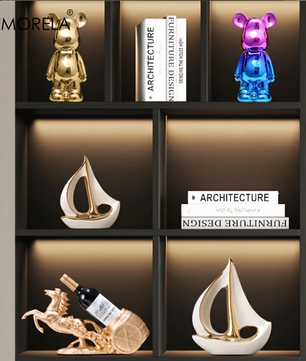 Keramisch Zeilboot Decoratiebeeld – Luxe Moderne Woondecoratie Sculptuur voor Woonkamer en Bureau