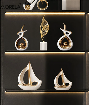Keramisch Zeilboot Decoratiebeeld – Luxe Moderne Woondecoratie Sculptuur voor Woonkamer en Bureau