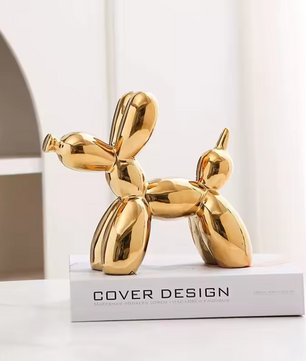 Keramisch Balloon Dog Decoratiebeeld 21 cm – Moderne Abstracte Hond Sculptuur voor Woonkamer en Bureau