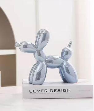 Keramisch Balloon Dog Decoratiebeeld 21 cm – Moderne Abstracte Hond Sculptuur voor Woonkamer en Bureau