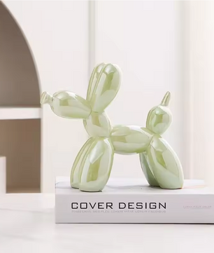 Keramisch Balloon Dog Decoratiebeeld 21 cm – Moderne Abstracte Hond Sculptuur voor Woonkamer en Bureau