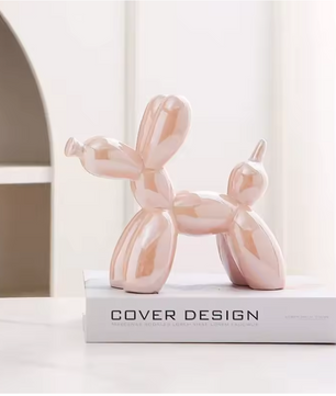 Keramisch Balloon Dog Decoratiebeeld 21 cm – Moderne Abstracte Hond Sculptuur voor Woonkamer en Bureau