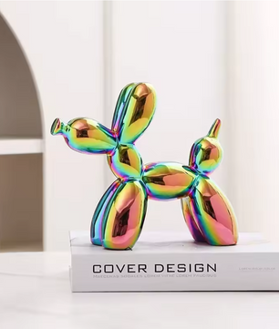 Keramisch Balloon Dog Decoratiebeeld 21 cm – Moderne Abstracte Hond Sculptuur voor Woonkamer en Bureau
