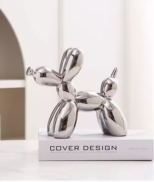 Keramisch Balloon Dog Decoratiebeeld 21 cm – Moderne Abstracte Hond Sculptuur voor Woonkamer en Bureau