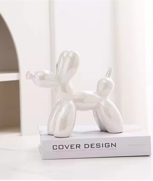 Keramisch Balloon Dog Decoratiebeeld 21 cm – Moderne Abstracte Hond Sculptuur voor Woonkamer en Bureau