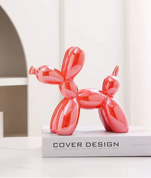 Keramisch Balloon Dog Decoratiebeeld 21 cm – Moderne Abstracte Hond Sculptuur voor Woonkamer en Bureau