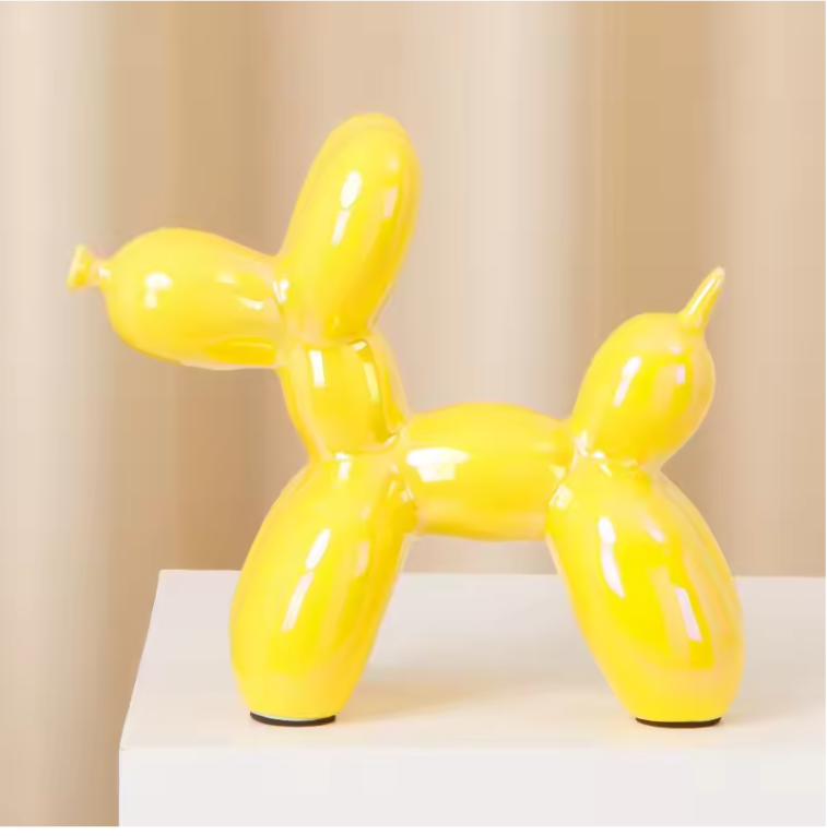 Keramisch Balloon Dog Decoratiebeeld 21 cm – Moderne Abstracte Hond Sculptuur voor Woonkamer en Bureau