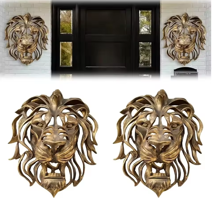 Leeuwenkop Wanddecoratie – Luxe Wandsculptuur van Resin met Gedetailleerd Reliëf