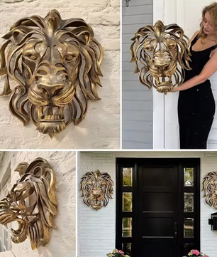 Leeuwenkop Wanddecoratie – Luxe Wandsculptuur van Resin met Gedetailleerd Reliëf