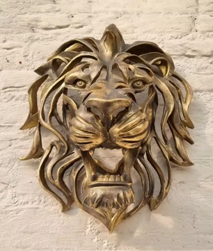 Leeuwenkop Wanddecoratie – Luxe Wandsculptuur van Resin met Gedetailleerd Reliëf