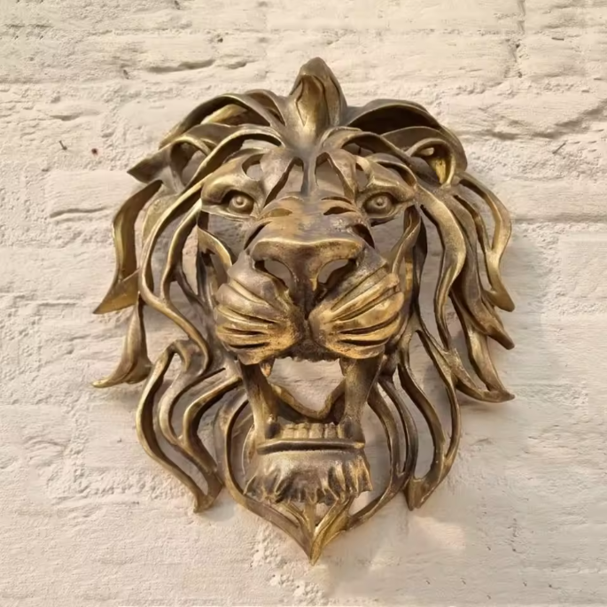 Leeuwenkop Wanddecoratie – Luxe Wandsculptuur van Resin met Gedetailleerd Reliëf