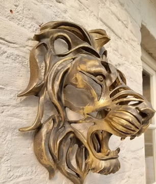 Leeuwenkop Wanddecoratie – Luxe Wandsculptuur van Resin met Gedetailleerd Reliëf