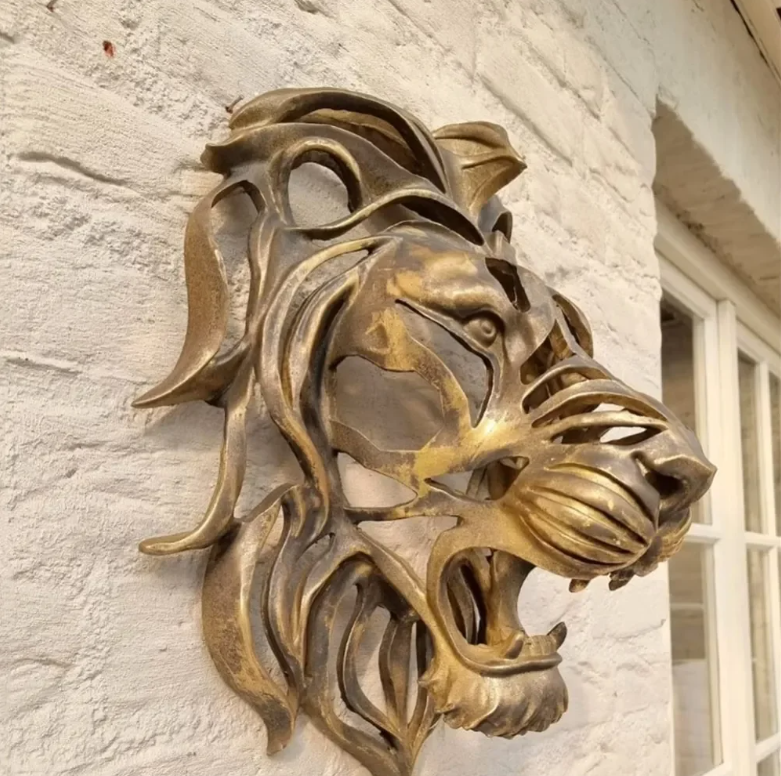 Leeuwenkop Wanddecoratie – Luxe Wandsculptuur van Resin met Gedetailleerd Reliëf