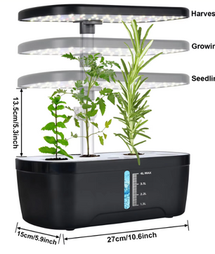 Hydroponische Kruidentuin met LED Groeilamp – Indoor Kweek Systeem met Timer en Waterreservoir