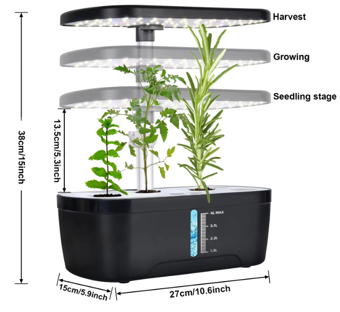 Hydroponische Kruidentuin met LED Groeilamp – Indoor Kweek Systeem met Timer en Waterreservoir