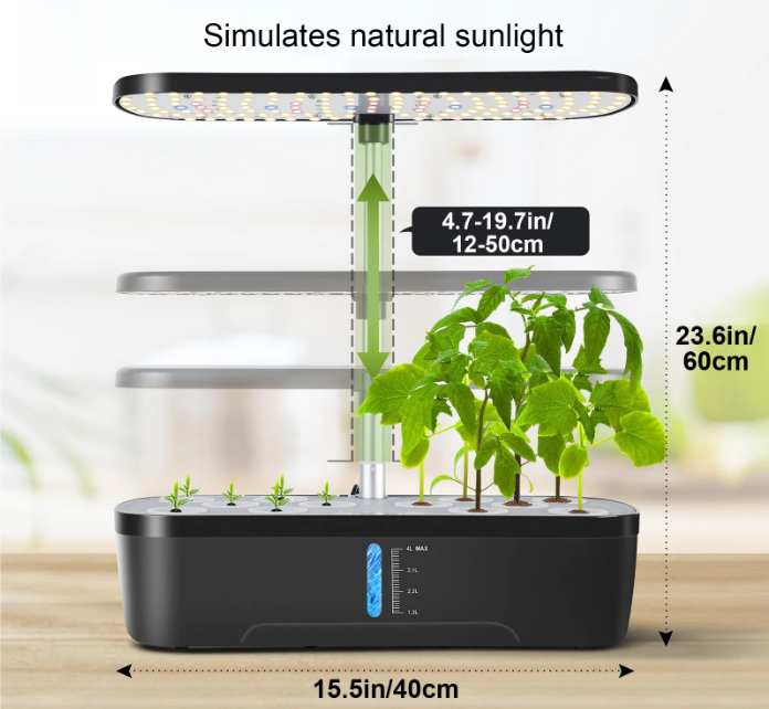 Hydroponische Kruidentuin met LED Groeilamp – Indoor Kweek Systeem met Timer en Waterreservoir