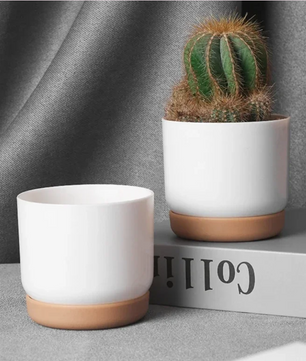 Mini Bloempot van Kunststof met Keramieklook – Kleine Plantenpot met Drainagegat voor Succulenten en Cactus