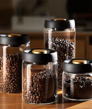 Glazen Vacuüm Voorraadpot – Luchtdichte Bewaarpot voor Koffiebonen en Voedsel
