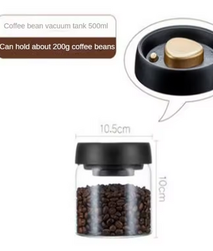 Glazen Vacuüm Voorraadpot – Luchtdichte Bewaarpot voor Koffiebonen en Voedsel