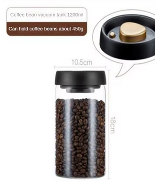 Glazen Vacuüm Voorraadpot – Luchtdichte Bewaarpot voor Koffiebonen en Voedsel