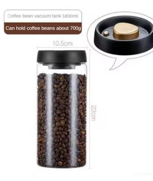 Glazen Vacuüm Voorraadpot – Luchtdichte Bewaarpot voor Koffiebonen en Voedsel