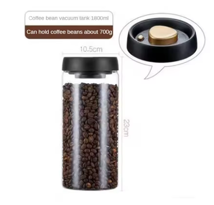Glazen Vacuüm Voorraadpot – Luchtdichte Bewaarpot voor Koffiebonen en Voedsel