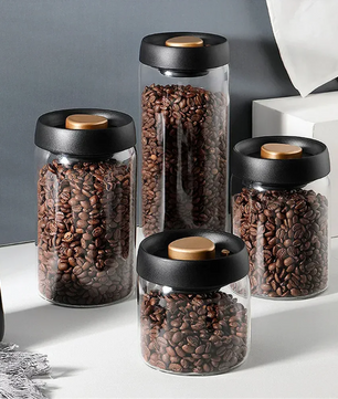 Glazen Vacuüm Voorraadpot – Luchtdichte Bewaarpot voor Koffiebonen en Voedsel