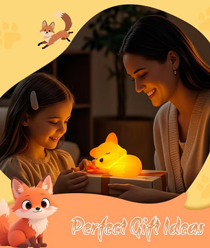Schattige Vos Nachtlamp – Oplaadbare Siliconen Bedlamp met Touch Bediening en Timer