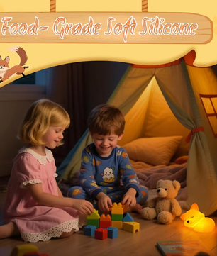 Schattige Vos Nachtlamp – Oplaadbare Siliconen Bedlamp met Touch Bediening en Timer