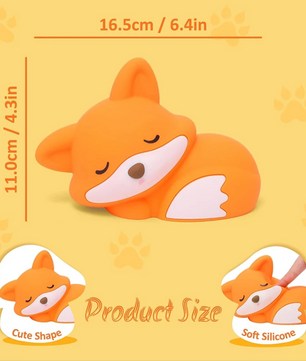 Schattige Vos Nachtlamp – Oplaadbare Siliconen Bedlamp met Touch Bediening en Timer