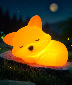 Schattige Vos Nachtlamp – Oplaadbare Siliconen Bedlamp met Touch Bediening en Timer