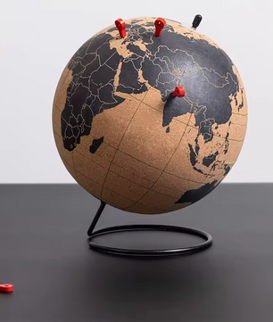 Kurken Wereldbol Memo Bord – Decoratieve Globe Prikbord voor Bureau en Reisherinneringen