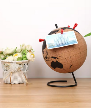 Kurken Wereldbol Memo Bord – Decoratieve Globe Prikbord voor Bureau en Reisherinneringen