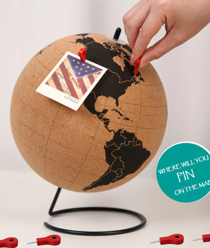 Kurken Wereldbol Memo Bord – Decoratieve Globe Prikbord voor Bureau en Reisherinneringen