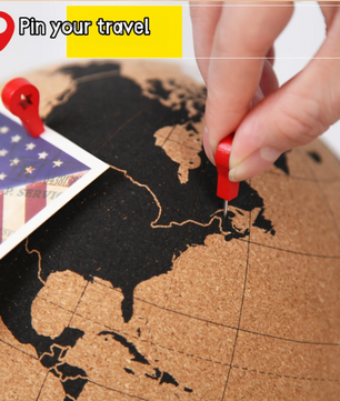 Kurken Wereldbol Memo Bord – Decoratieve Globe Prikbord voor Bureau en Reisherinneringen