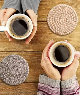 Set van 8 Gebreide Pannenonderzetters – Hittebestendige Tafelbeschermers met Spiraalpatroon
