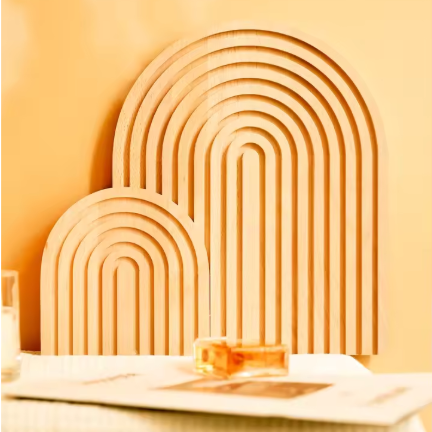 Boho Houten Boog Decoratie – Minimalistisch Geometrisch Ornament voor Tafel of Plank