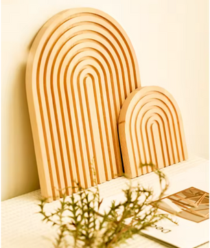 Boho Houten Boog Decoratie – Minimalistisch Geometrisch Ornament voor Tafel of Plank