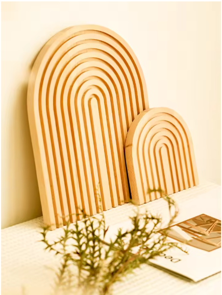 Boho Houten Boog Decoratie – Minimalistisch Geometrisch Ornament voor Tafel of Plank