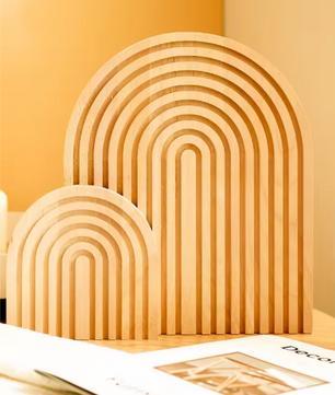Boho Houten Boog Decoratie – Minimalistisch Geometrisch Ornament voor Tafel of Plank